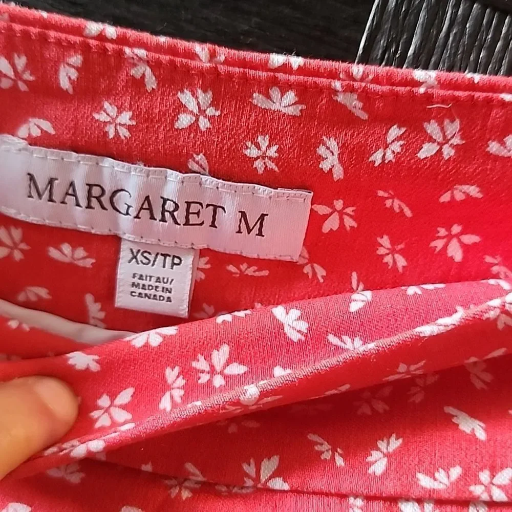 Margaret M Coral Red  Floral Pencil Skirt Size XS